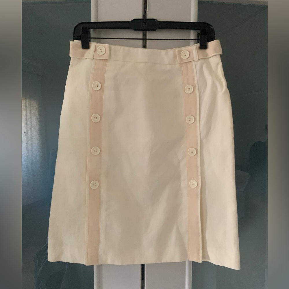CACHAREL Cream Button-Down Linen Skirt